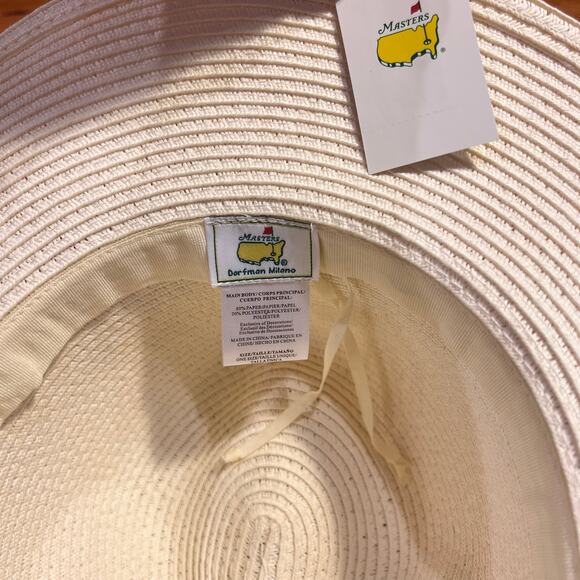 NEW 2025 Masters Women’s Dorfman Natural Straw Hat  Green White Stripe NWT - Picture 5 of 5